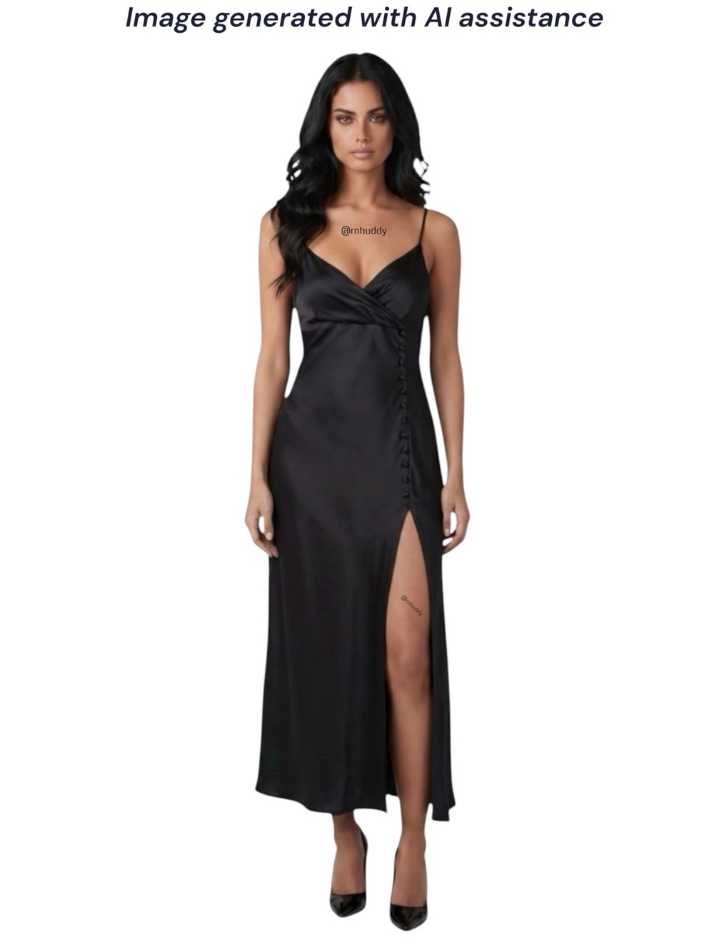 Zara XS black satin maxi slip dress with slit - Picture 12 of 12